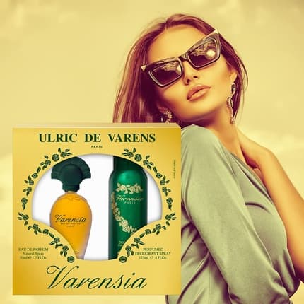 Ulric De Varens VARENSIA - Eau de Parfum for Women Earthy Fruity Floral Scent Lotus Flower Clove Raspberry Vanilla 1.7 Fl Oz + 4 Fl Oz Deodorant Spray