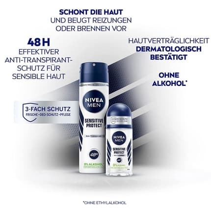 Nivea Men Sensitive Protect Deo Roll-On Antiperspiring for Sensitive Skin 50ml
