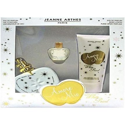 Jeanne Arthes Amour Mio White Pearl Gift Set 100ml EDP 100ml Body Lotion 7ml EDP - Pack of 3 - Maison des fragrances