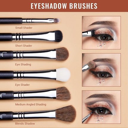 Jessup Brand 19pcs Professional Makeup Brush Set Beauty Eyeshadow Blend Shadow Eyeliner Smoked Eye Shader Eye Makeup Brush Set T131 - Maison des fragrances