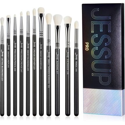Jessup Eyeshadow Brush Set 11pcs Makeup Brushes Professional Eye Shadow Blending Shader Crease Black T340 C - T340 - Maison des fragrances