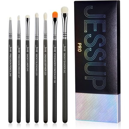 Jessup Eyeshadow Brush Set 7pcs Fluffy Eye Makeup Brushes for Eye Shadow Blending Shader Crease Concealer Black T334 - Maison des fragrances