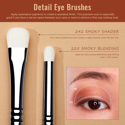Jessup Eyeshadow Brush Set 7pcs Fluffy Eye Makeup Brushes for Eye Shadow Blending Shader Crease Concealer Black T334 - Maison des fragrances