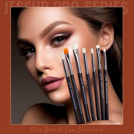 Jessup Eyeshadow Brush Set 7pcs Fluffy Eye Makeup Brushes for Eye Shadow Blending Shader Crease Concealer Black T334 - Maison des fragrances