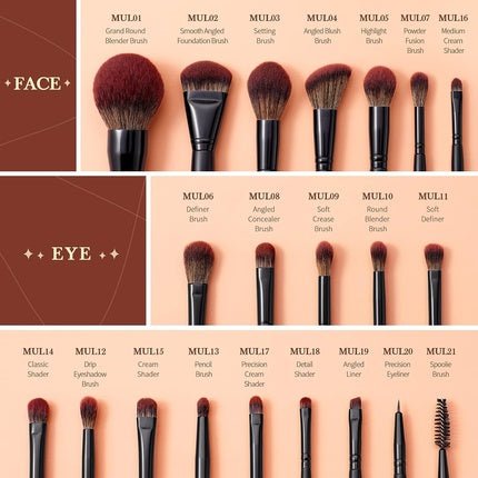 Jessup Make Up Brush Set T271 - 21 Pieces Face Makeup Brushes - Maison des fragrances