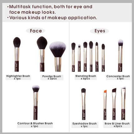 Jessup Make Up Brush Set T282 - 15 Pieces - Maison des fragrances