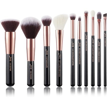 Jessup Makeup Brushes Set 10pcs Black Rose Gold Natural Brushes Kit for Powder Foundation Blush Eyeshadow Blending Concealer Eyeliner T156 Rose Gold Pearl Black - Maison des fragrances