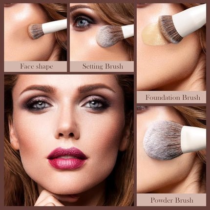 Jessup Makeup Brushes Set 14pcs Premium Synthetic Foundation Concealer Blush Contour Powder Eye Shadow Blending Brush Pearl White T343 B - T343 - Maison des fragrances
