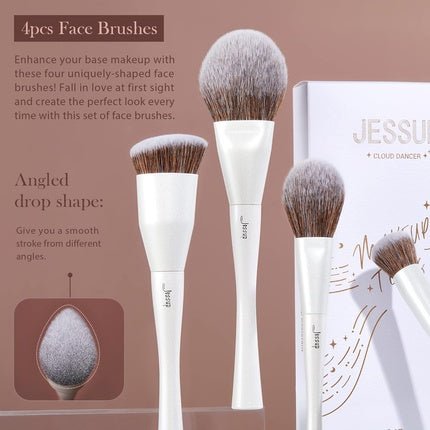 Jessup Makeup Brushes Set 14pcs Premium Synthetic Foundation Concealer Blush Contour Powder Eye Shadow Blending Brush Pearl White T343 B - T343 - Maison des fragrances
