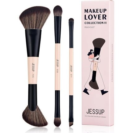 Jessup Makeup Lover Collection 6 - In - 3 Duo - End Travel Brush Collection Set Of 3 Makeup Brushes 1507 - Maison des fragrances