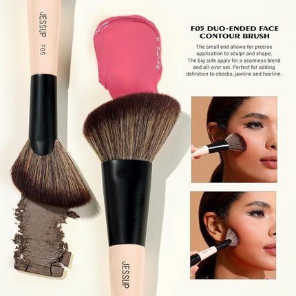 Jessup Makeup Lover Collection 6 - In - 3 Duo - End Travel Brush Collection Set Of 3 Makeup Brushes 1507 - Maison des fragrances