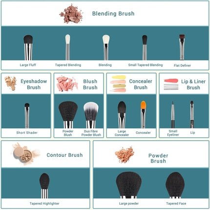Jessup Pro Makeup Brushes 15 Piece Set for Cosmetics and Powder - Maison des fragrances
