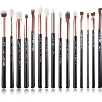 Jessup Professional Eye Makeup Brushes Set 15Pcs Eyeshadow Blending Concealer Eyebrow Eyeliner Shader Brush with Labeled Black Rose Gold T157 Rose Gold Pearl Black - Maison des fragrances