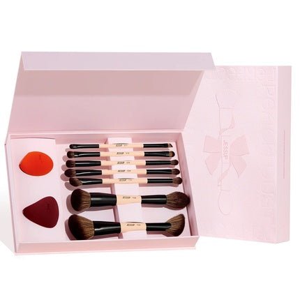 Jessupset Peach Dust Perfection Beauty Kit - 7 Double - Sided Makeup Brushes And 2 Makeup Sponges - Maison des fragrances
