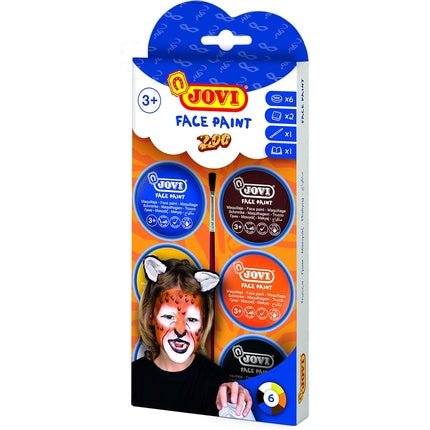 Jovi Face Paint Set Zoo 6 Bottles 8ml Assorted Colors and Accessories - Maison des fragrances