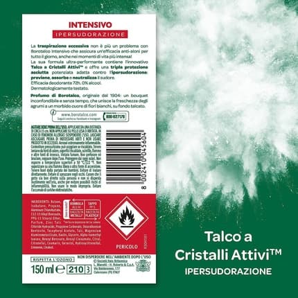Italian Gourmet Borotalco Intensivo Deodorant with Active Crystal Talk - Pack of 12 Déodorant (Déo) Mixte 150ml