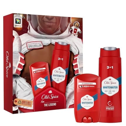 Old Spice Whitewater Astronaut Gift Set for Men with Aluminum-Free Deodorant Stick and 3-in-1 Shower Gel and Shampoo