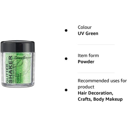 Stargazer UV Green Glitter Shaker for Eyes, Lips, Face, Body, Hair and Nails