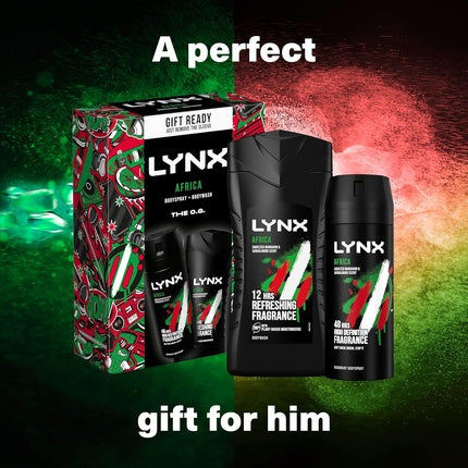 LYNX Africa The O.G. Duo Deodorant Gift Set Body Wash & Body Spray 2 Piece Axe/Lynx