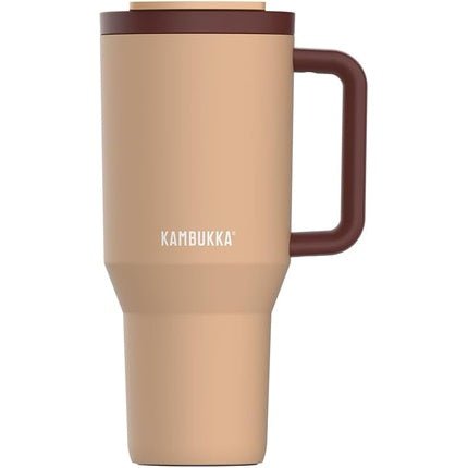 Kambukka Travel Thermo Mug 900ml Beige and Brown with Lid and Handle - Maison des fragrances