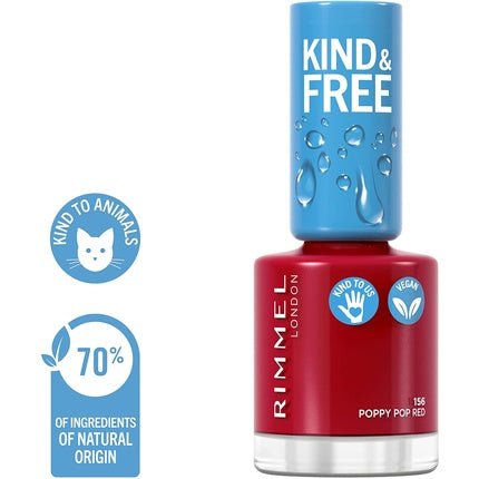 Kind & Free Vegan Nail Polish 156 Poppy Pop Red 8ml - Maison des fragrances