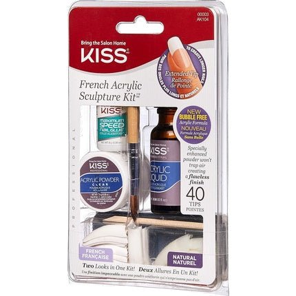 KISS French Acrylic Modeling Set with Liquid Acrylic, Acrylic Powder, Shaping Brush, Nail File, Quick - Drying Nail Glue and 40 Nail Tips - Maison des fragrances