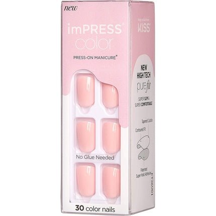 KISS imPRESS Color Gel Nail Kit Pick Me Pink with PureFit Technology - Includes Prep Pad Mini File Cuticle Stick and 30 Fake Nails - Maison des fragrances