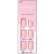 KISS imPRESS Color Gel Nail Kit Pick Me Pink with PureFit Technology - Includes Prep Pad Mini File Cuticle Stick and 30 Fake Nails - Maison des fragrances