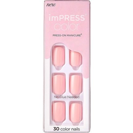 KISS imPRESS Color Gel Nail Kit Pick Me Pink with PureFit Technology - Includes Prep Pad Mini File Cuticle Stick and 30 Fake Nails - Maison des fragrances
