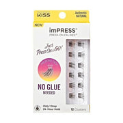KISS imPRESS False Eyelashes Lash Clusters Falsies Authentic Natural 12mm - 14mm Includes 12 Pieces of Pre - Bonded Lashes Contact Lens Friendly Easy to Apply Reusable Strip Lashes - Maison des fragrances