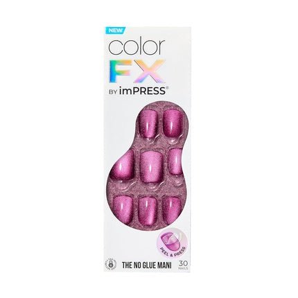 KISS imPRESS No Glue Mani Press - On Nails Color FX Levels Dark Pink Short Size Squoval Shape Includes 30 Nails Prep Pad Instructions Sheet 1 Manicure Stick 1 Mini File - Maison des fragrances