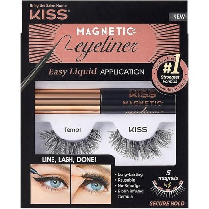 KISS Magnetic Lash Collection Eyeliner & Lash Kit 1 Pair of False Eyelashes and Magnetic Eyeliner Tempt - Maison des fragrances