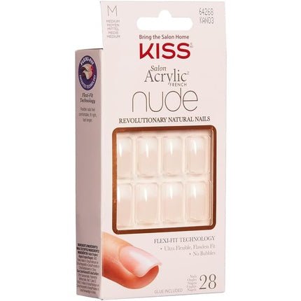 KISS Salon Acrylic French Nude Collection Cashmere Medium Length Fake Nails 28 Count - Maison des fragrances