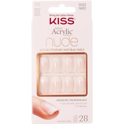 KISS Salon Acrylic French Nude Collection Cashmere Medium Length Fake Nails 28 Count - Maison des fragrances