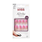 KISS Salon Acrylic French Press - On Nails Light Pink Medium Size Coffin Shape - Maison des fragrances