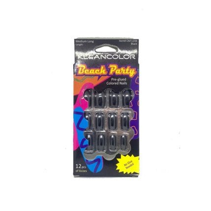 Kleancolor Glaze Craze Pre - Glued Nails Black Medium Length - Maison des fragrances