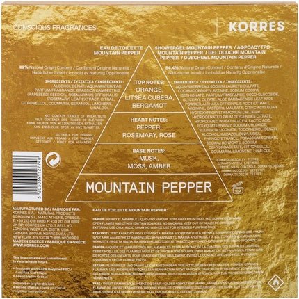 Korres Mountain Pepper & Shower Gel Eau de Toilette (EDT) Mixte - Maison des fragrances