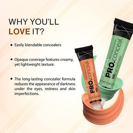 L.A. Girl Pro Conceal HD Concealer Green Corrector 0.28 Ounce - Maison des fragrances