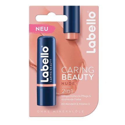 Labello Caring Beauty Nude Lip Balm with Vitamin E, Shea Butter and Almond Oil 5.5ml - Maison des fragrances