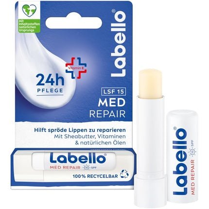 Labello Med Repair Lip Balm with SPF 15 and Vitamin E for Dry Lips 4.8g - Maison des fragrances