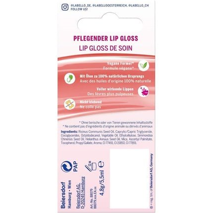 Labello Nourishing Lip Gloss Rose 5.5ml for Naturally Shiny Lips - Maison des fragrances