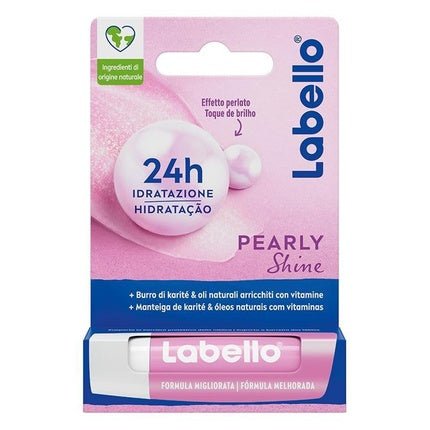 Labello Pearly Shine Lip Balm 4.8g Moisturizing Lip Balm with Pearl and Silk Extracts 24 Hour Moisture - Maison des fragrances