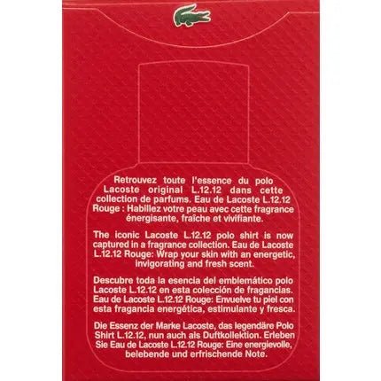 Lacoste L 12 Rouge Eau de Toilette 30ml Unisexe - Maison des fragrances