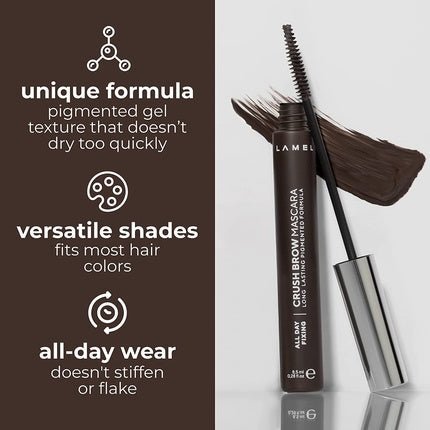 Lamel Crush Brow Mascara No. 402 Professional Product for Expressive Eyebrows Long - Lasting Formula Easy to Apply Brown - Maison des fragrances