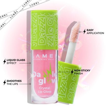 Lamel Dazzle Glow Crystal Clear Lip Gloss - Hydrating Non - Sticky Lip Gloss - Maison des fragrances