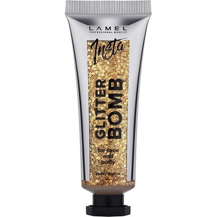 Lamel Insta Glitter Bomb Face & Body Glitter Clear Sparkly Gel Texture 20ml Gold N.402 - Maison des fragrances