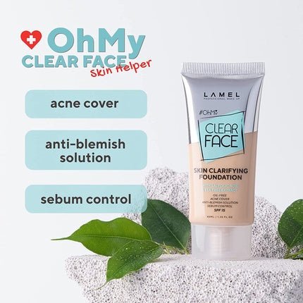 Lamel OhMy Clear Face Foundation Moisturized and Uniform Skin Light Coverage Soft Beige N.401 - Maison des fragrances