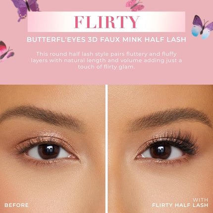 Lilly Lashes Butterfl'eyes Faux Mink Half Lashes Natural Look & Feel - Maison des fragrances