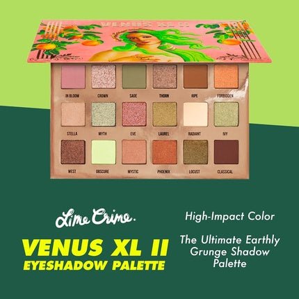 Lime Crime Eye & Face Palette Venus XL II 18 Highly Pigmented Matte and Metallic Shades of Earthy Tones in Pinks Neutrals & Greens Mirrored Box - Maison des fragrances