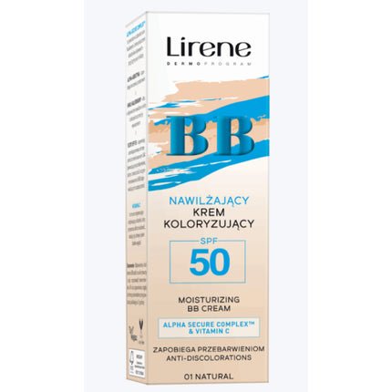 Lirene Moisturizing BB Cream with SPF50 Vitamin C and Hyaluronic Acid Natural 30ml - Maison des fragrances